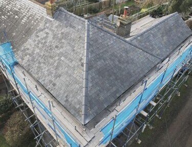 Natural slate re-roof on a period Kent property